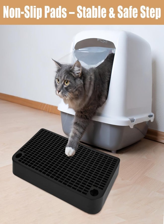 SXoonKing Cat Litter Box Step, Cat Ramp for Litter Box, Double Layered Litter Catcher Mat with Filter Function, Pet Ramp Stool for Kitten & Elderly Cats, Non-Slip & Anti-Litter Tracking, Easy Clean (Black) - Image 4
